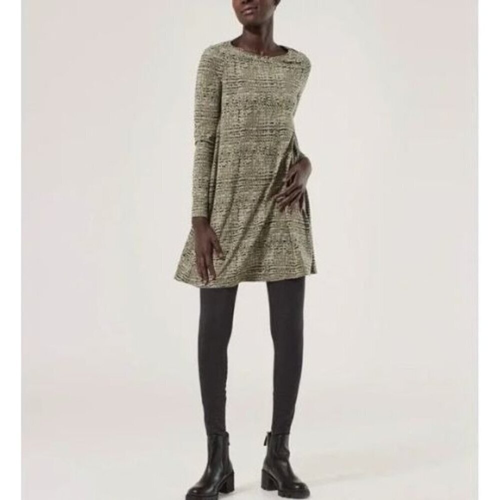 Pact Revive Swing Dress S Organic Cotton Long Sleeves Pockets Stretch Camo